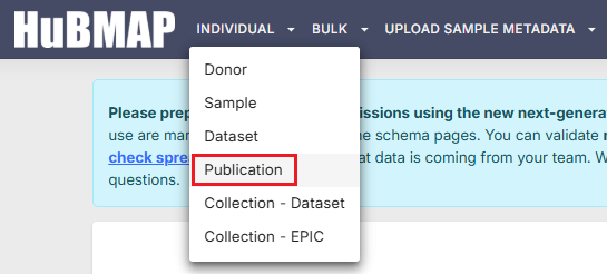 Selecting Publication upload
