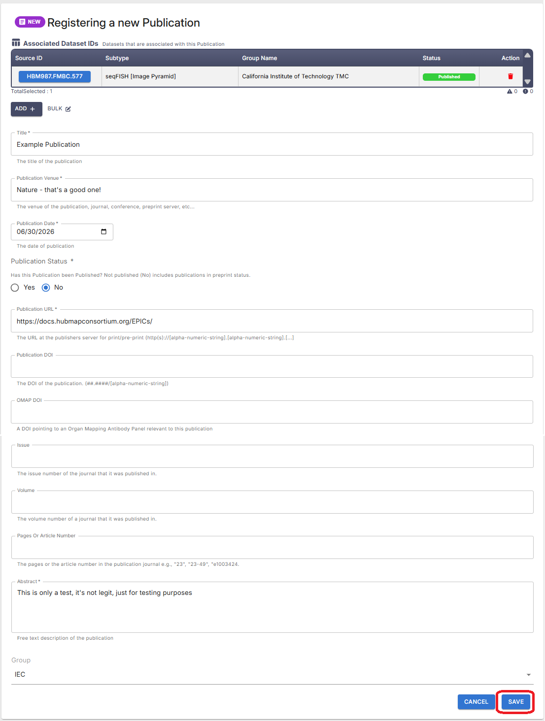 Saving the Publication